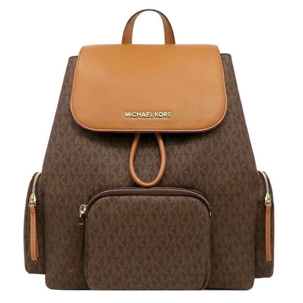 NWT Michael Kors Abbey Cargo Backpack Brown/Acorn - Picture 2 of 11